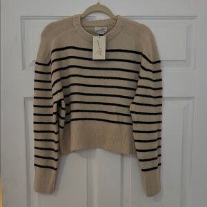 Universal Thread Tan and Black Striped Crew Neck Sweater